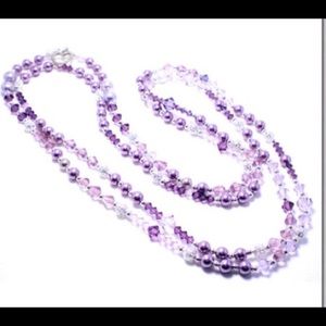 Stunning super Long Purple crystal pearl Necklace